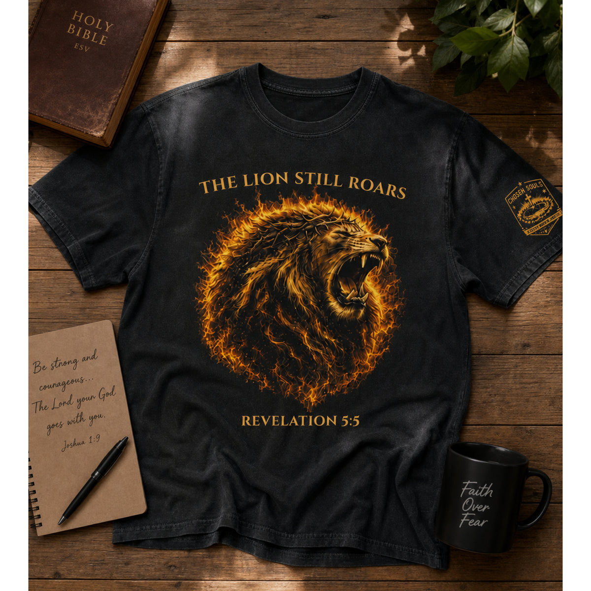 Pepper The Lion Still Roars Revelation 5:5 Christian T-shirt product mockup