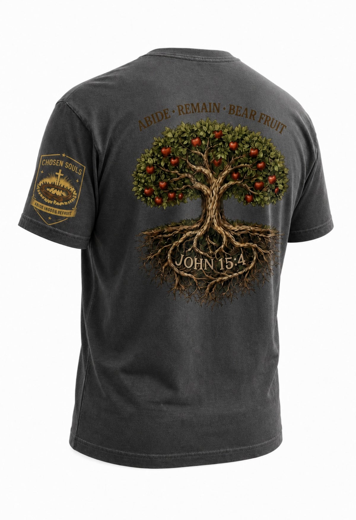 Abide Remain Bear Fruit John 15:4 Comfort Colors 1717 Pepper Christian t-shirt studio back mockup
